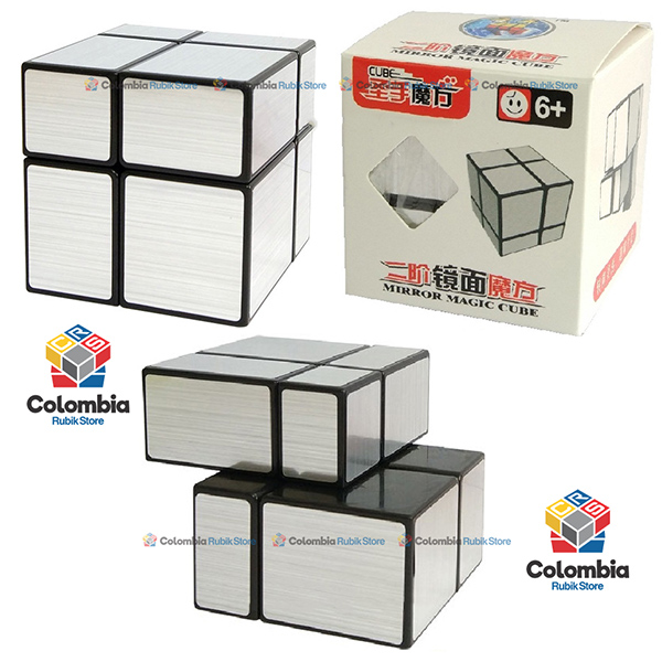 Shengshou Mirror 2x2 Negro Plateado Cubo de Rubik ShengShou Mirror 2x2 Plateado
