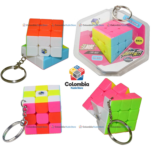Yuxin Llavero 3x3 CandyColors Cubo Rubik Yuxin YuQiLin 3.5 cm Llavero 3x3 Candy Colors