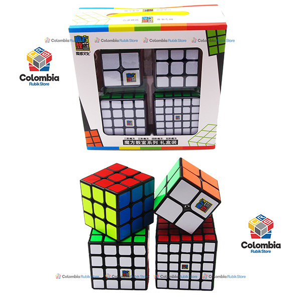 MoFang JiaoShi_Gift_Packing_Negro Cubo Rubik : MoFang JiaoShi Gift Packing 4 Cubos Negro