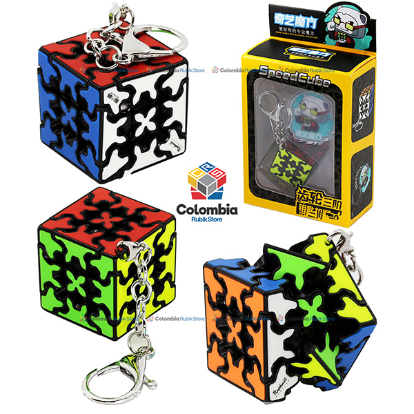 QiYi_Llavero_Gear_Stickerless Cubo Rubik QiYi Llavero Gear 3x3 Negro - Colombia