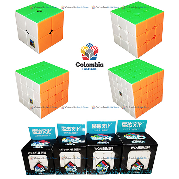 MoFang JiaoShi_Pack_4_Cubos_Stickerless Cubo Rubik MoFang JiaoShi MeiLong Pack 4 Cubos Stickerless