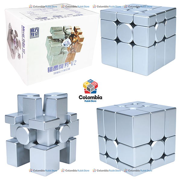 Cubo Rubik MoFang JiaoShi Mirror Magnetic 3x3 V2 Ball Core UV Plateado