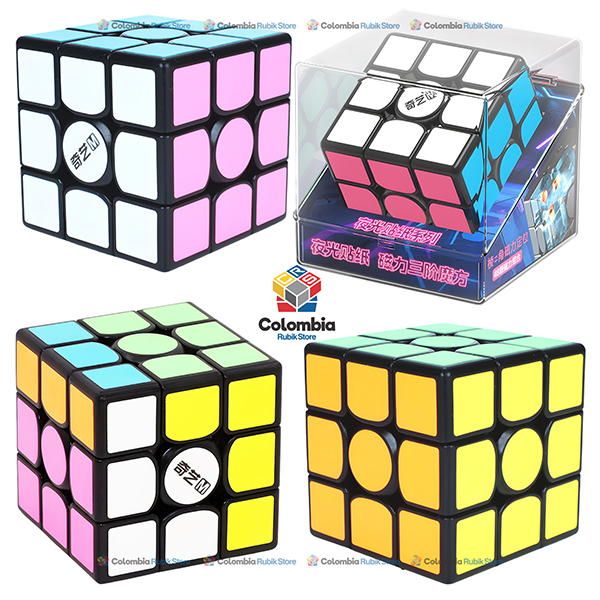 QiYi Magnetic 3x3 stickers fluorescentes y colores brillantes