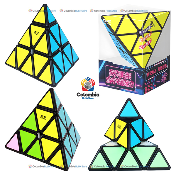 QiYi Pyraminx Stickers Fluorescentes brillando en la oscuridad