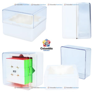 Z-Cube Box 78 x 78 x 60 mm transparente para guardar cubos 3x3 con base blanca