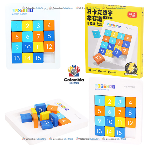QiYi 15 Klotski Puzzle 4x4 Standard Magnetic con estructura robusta y colores pastel