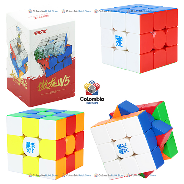 MoYu AoLong V5 3x3 Magnetic cubo de velocidad con núcleo de fibra de carbono, sistema magnético de doble repulsión y acabado mate.