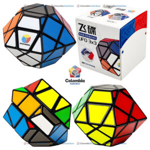 DianSheng UFO 3x3 V2 Tiles con forma de platillo volante, 14 caras visibles y tiles de colores incrustados.