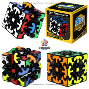 QiYi Gear 3x3 V2 Tiled con mecanismo de engranajes, cuerpo negro y tiles de colores para una resolución suave y estable.