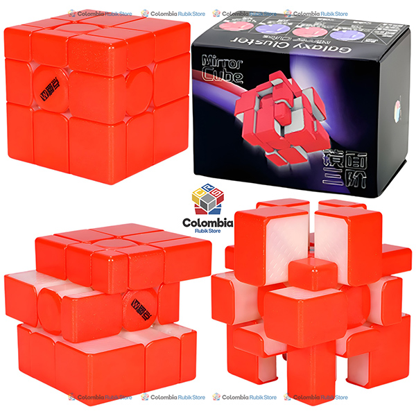 DianSheng Galaxy Mirror Magnetic 3x3 Rojo con acabado brillante y diseño de cubo espejo magnético