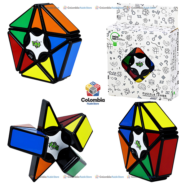 LanLan Pentagram Cube con diseño de estrella de cinco puntas, cuerpo negro brillante y paneles de colores